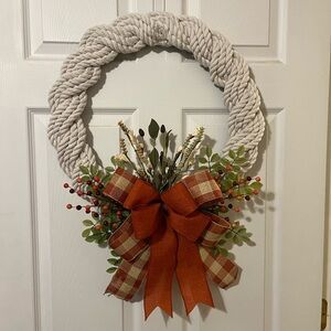 Festive Cream and Orange Holiday Wreath
